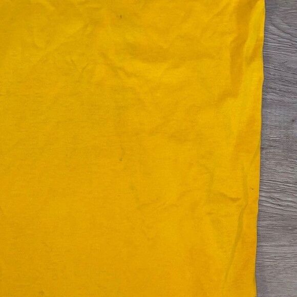 Vintage George Lehmann Ban the Brick Basketball T-Shirt Large Made in USA Yellow - Picture 7 of 7